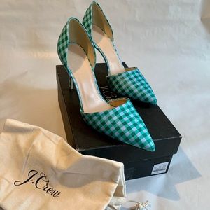 Stunning New J. Crew Elsie Gingham Leather Pumps